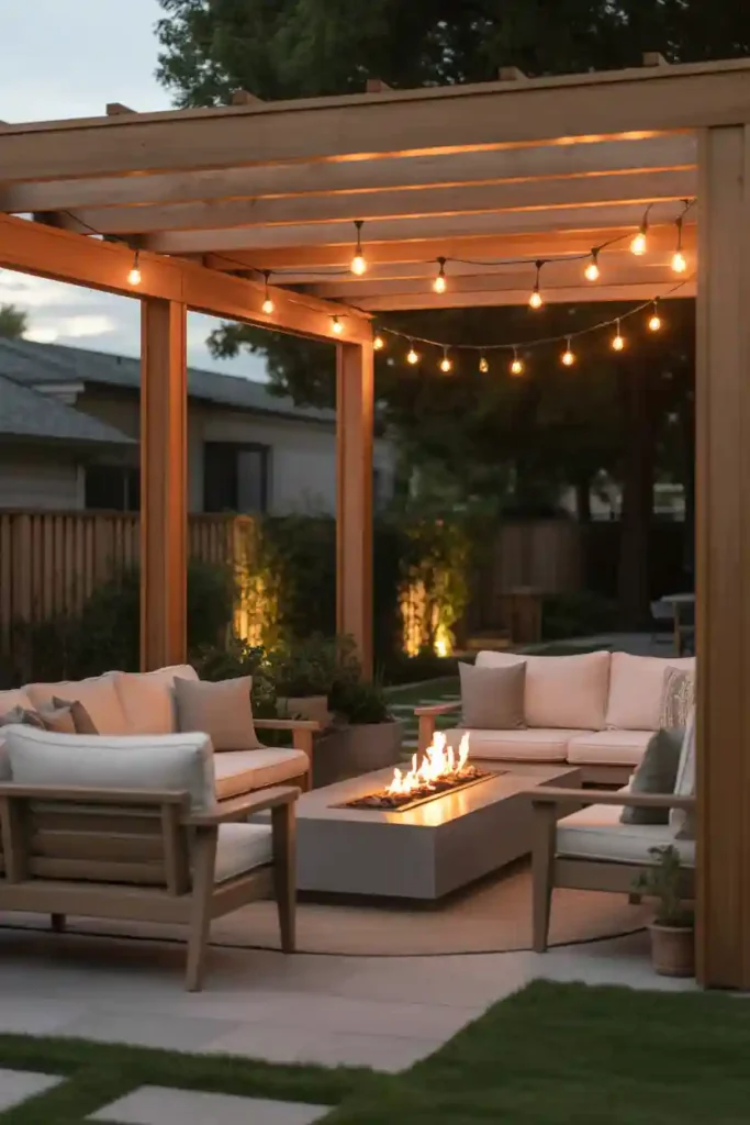 Pergola Patio with Fireplace Lounge