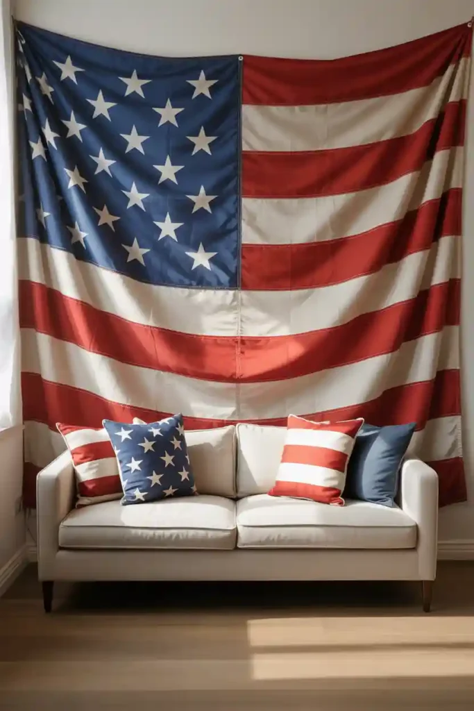  American Flag Fabric Accent Wall