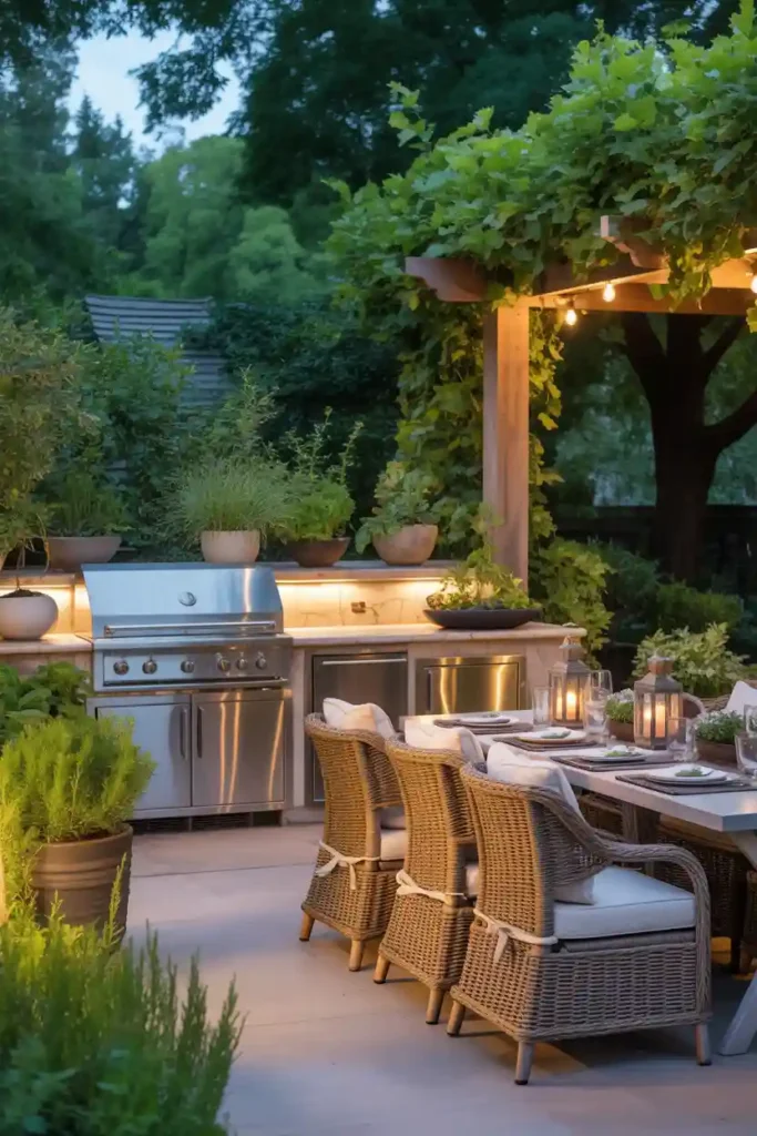 Outdoor Kitchen with Dining Area