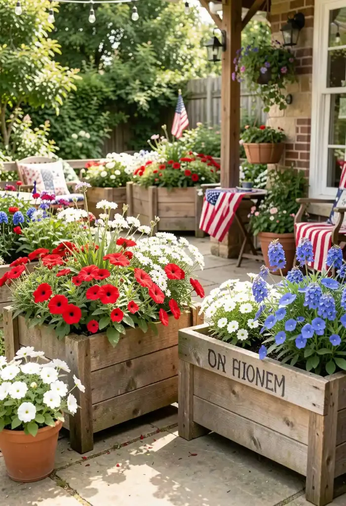 Rustic Patriotic Flower Planters
