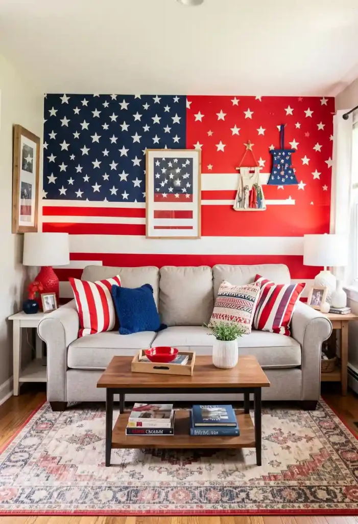 Red White and Blue Area Rug Accent