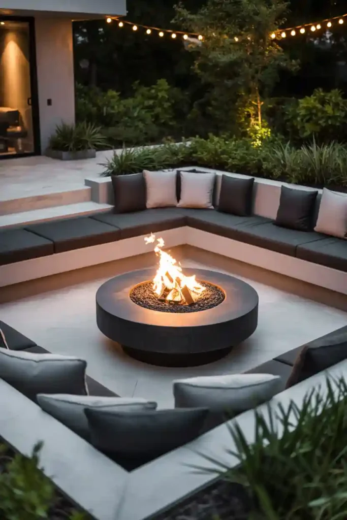 Sunken Outdoor Living Room with Fire Feature