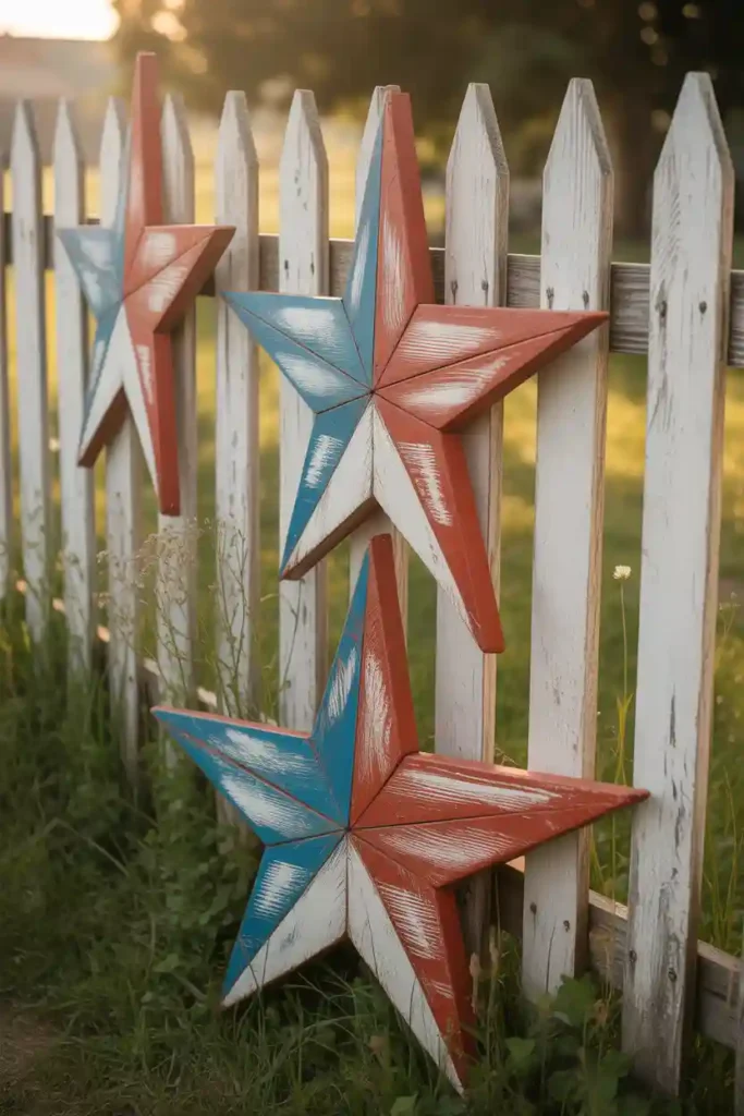 Wooden Star Fence Decor