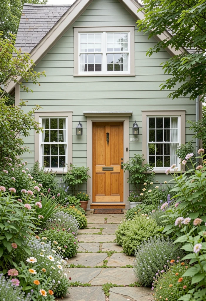 Soft Sage Green with Light Warm Gray