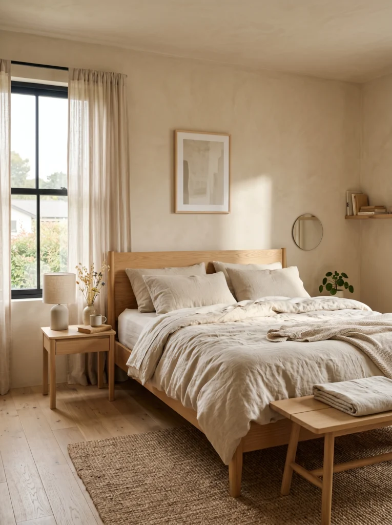 Soft Sand Beige Minimal Bedroom