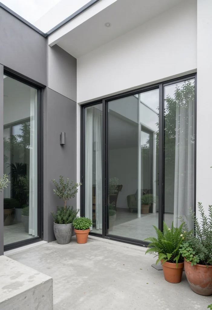 Gray with White and Glass Elements