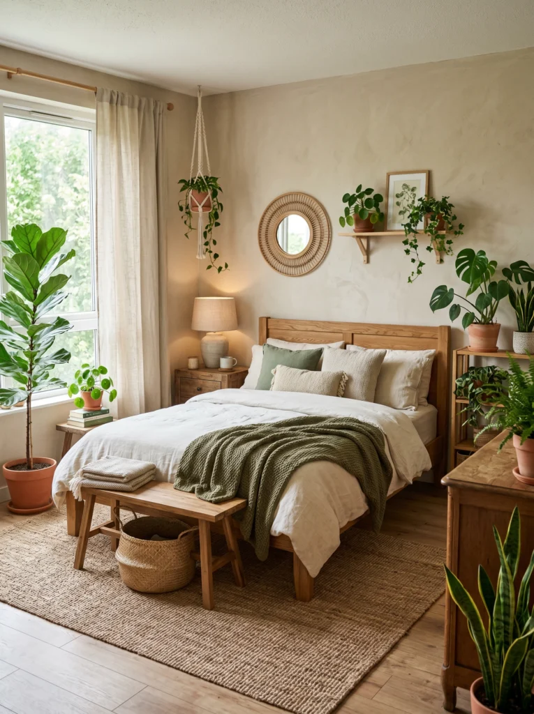 Greenery Filled Natural Bedroom