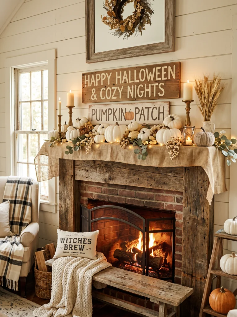 . Rustic Farmhouse Halloween Mantle
