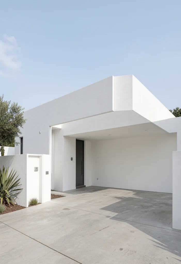 White Exterior with Flat Roof Design