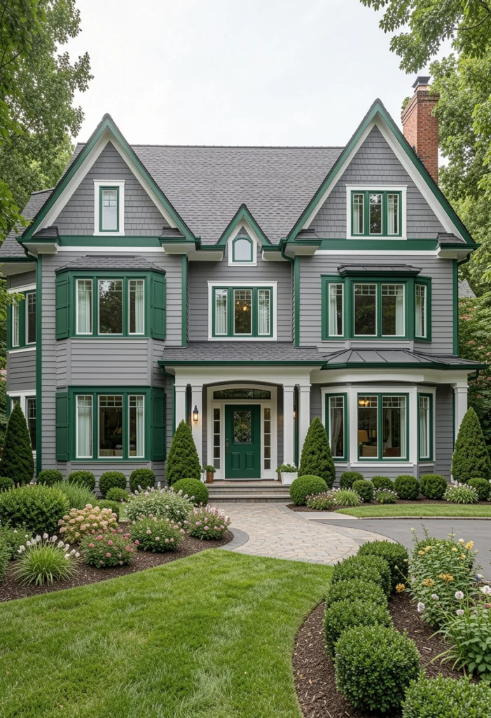 Ash Gray with Hunter Green Trim