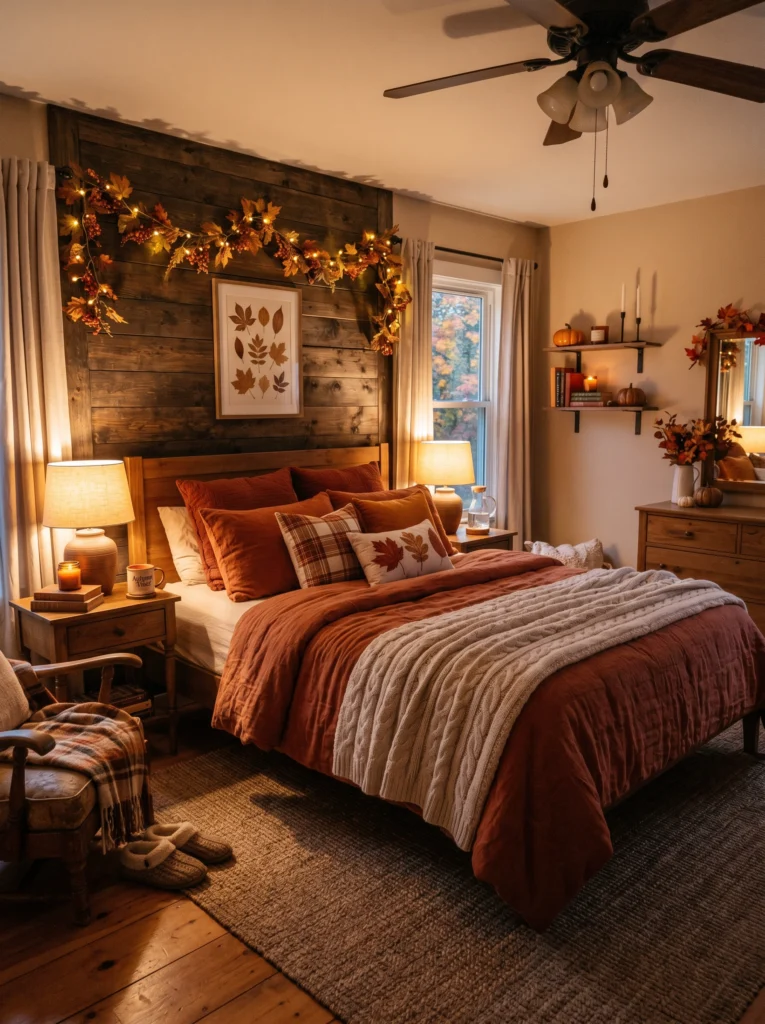 Burnt Orange Cozy Autumn Bedroom