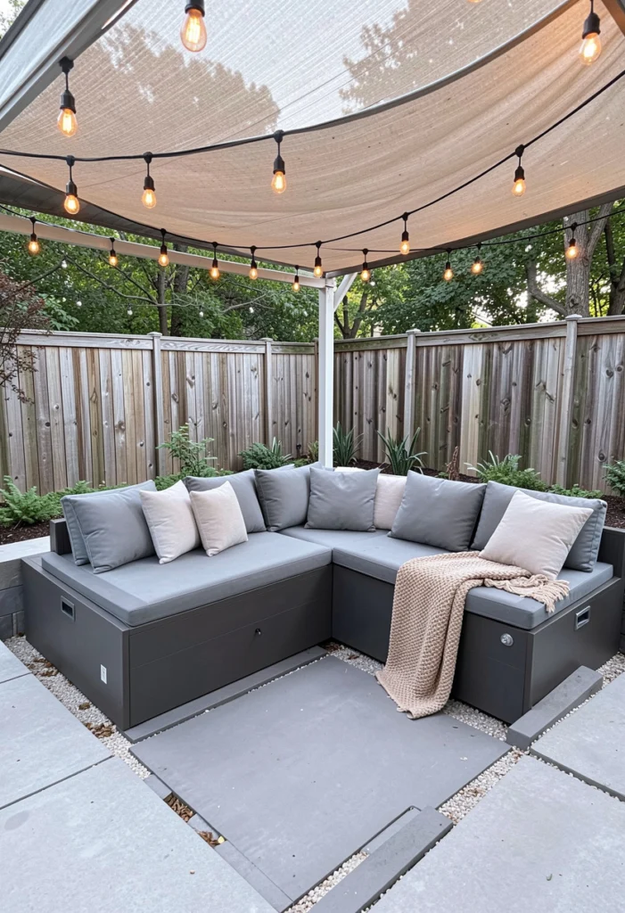 Design a Sunken Seating Area with Shade Cover