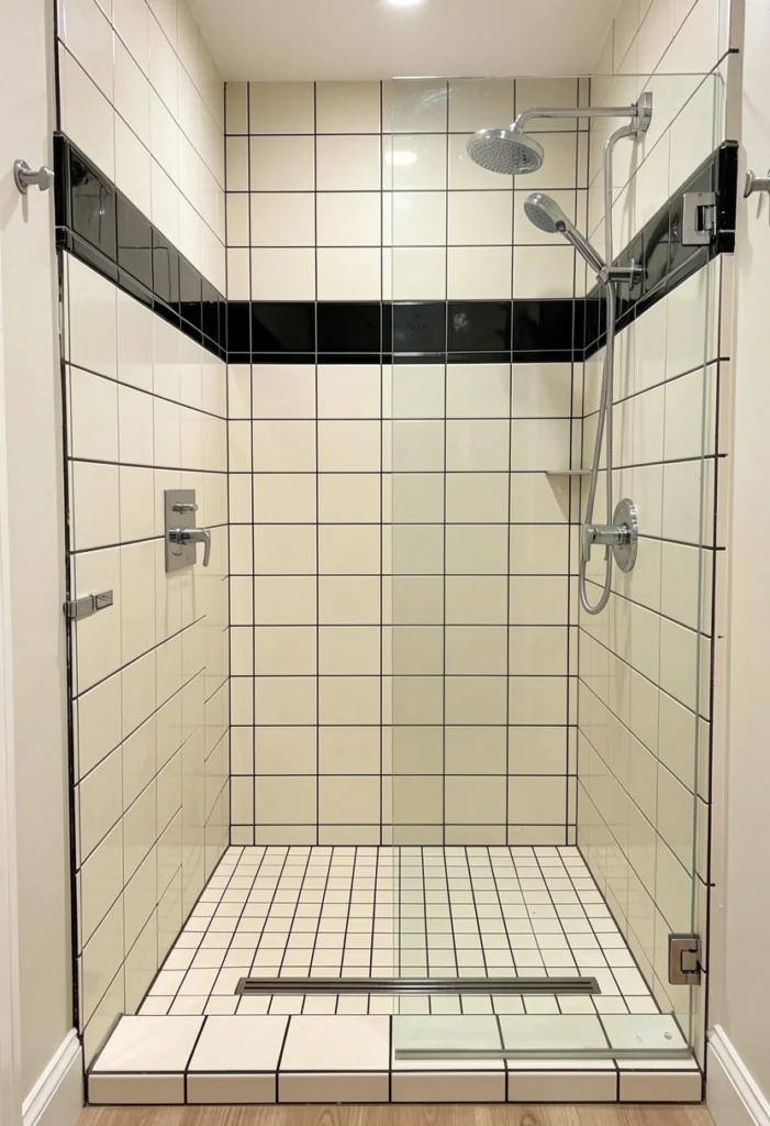 Dual-Tone Tile Walk-In Shower