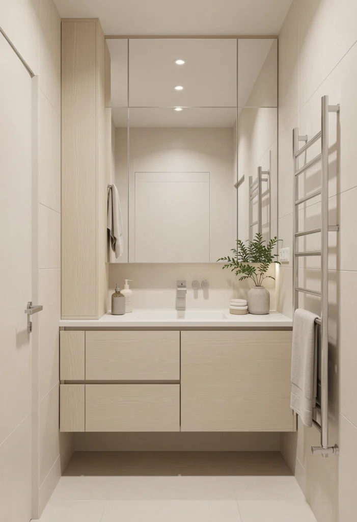 Compact Neutral Bathroom with Smart Storage
