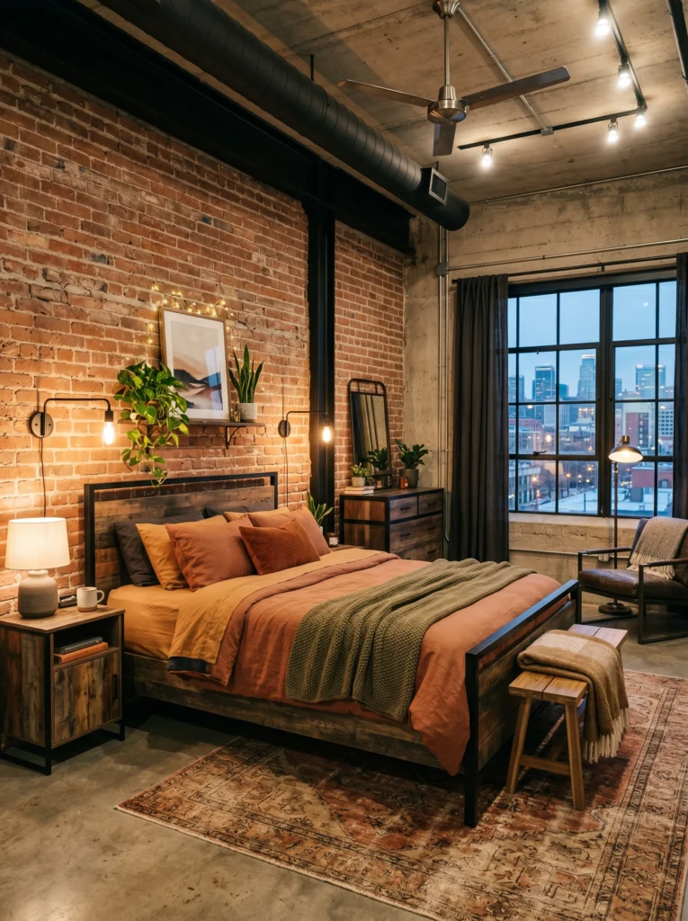 Earthy Industrial Modern Bedroom