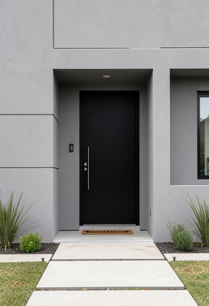 Gray with Bold Black Entry Door