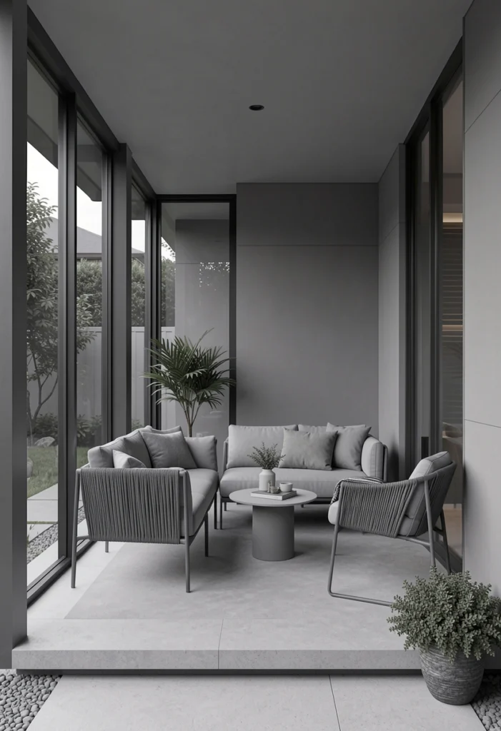 Sleek Monochrome Porch
