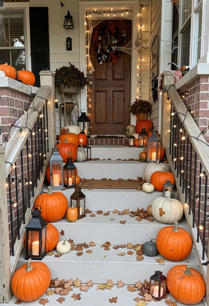 Cozy Farmhouse Pumpkin Stair Path