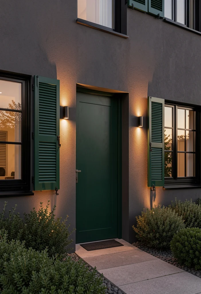 Charcoal Gray with Deep Forest Green Accents