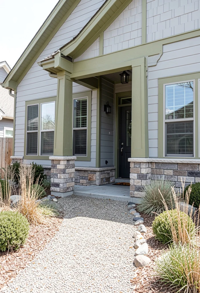 Cool Gray with Olive Green Trim