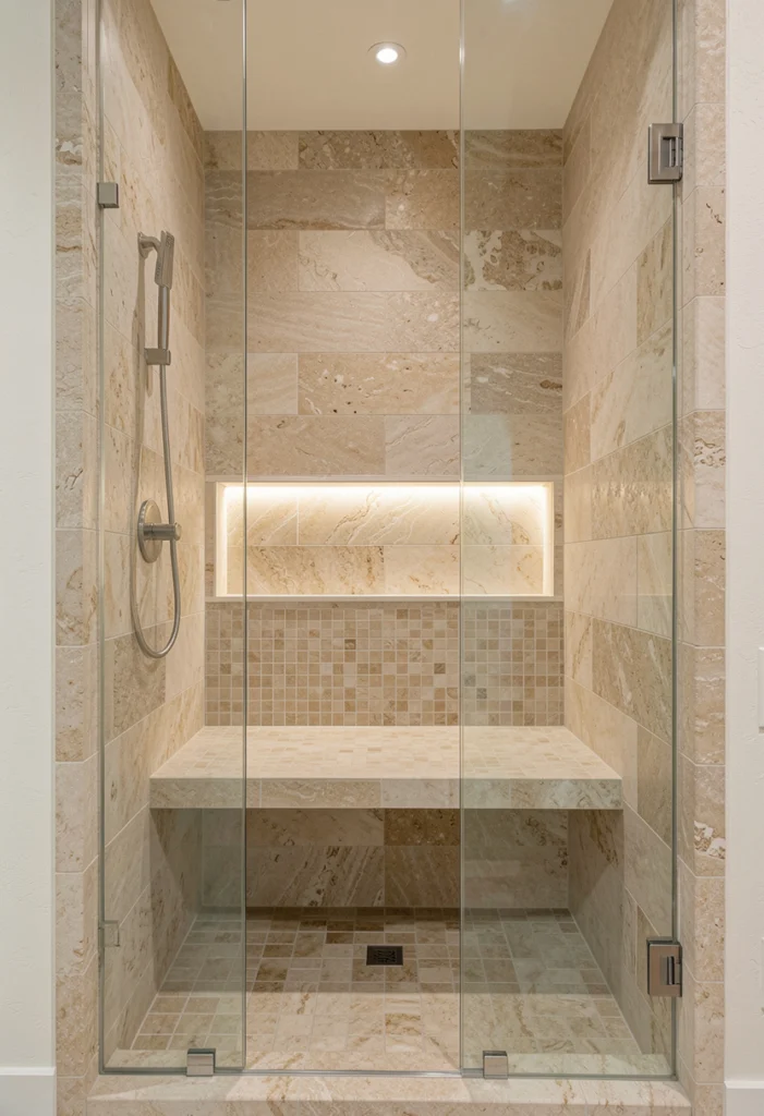  Walk-In Shower with Built-In Bench
