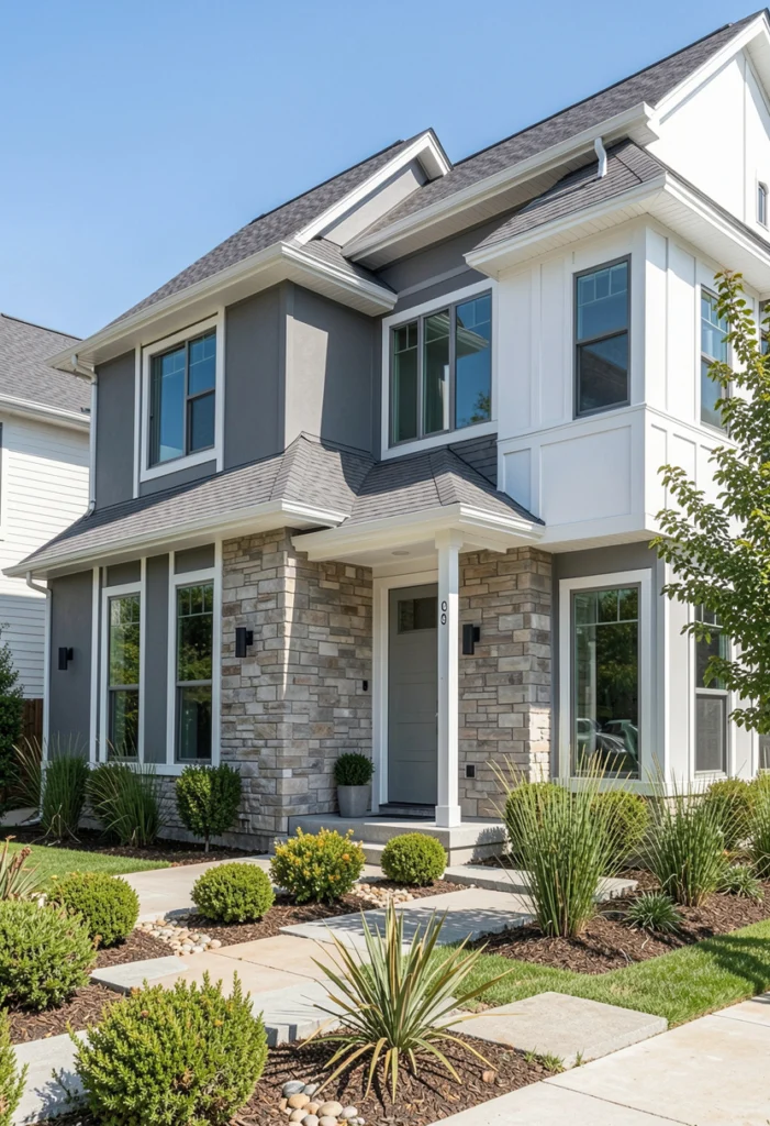 Gray and White with Stone Accents