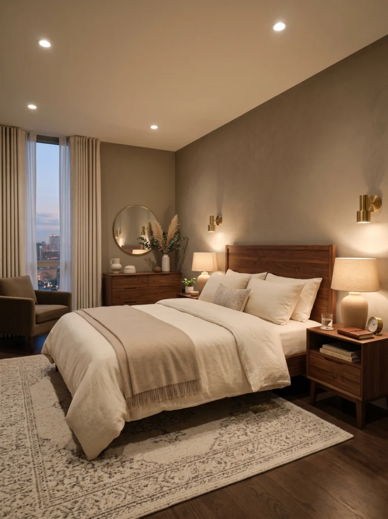 Walnut Wood Warm Luxury Bedroom