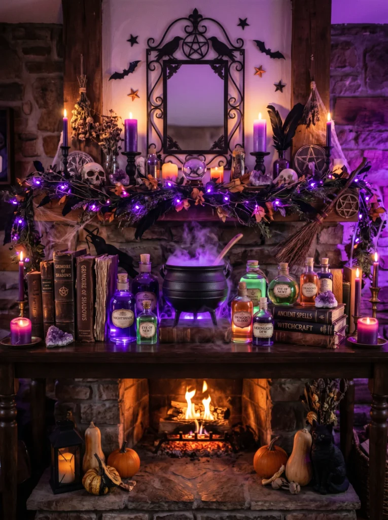 Witch-Themed Mantle Display