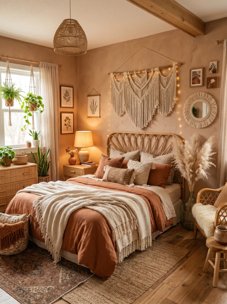 Clay Boho Textured Bedroom