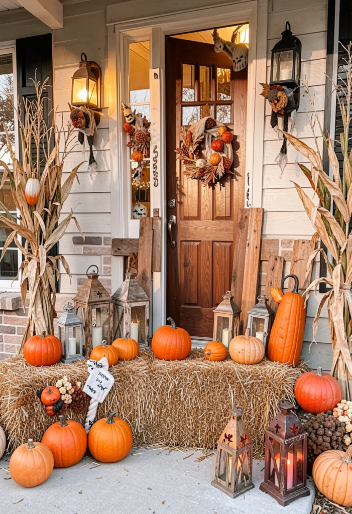 Hay Bale Pumpkin Display Corner