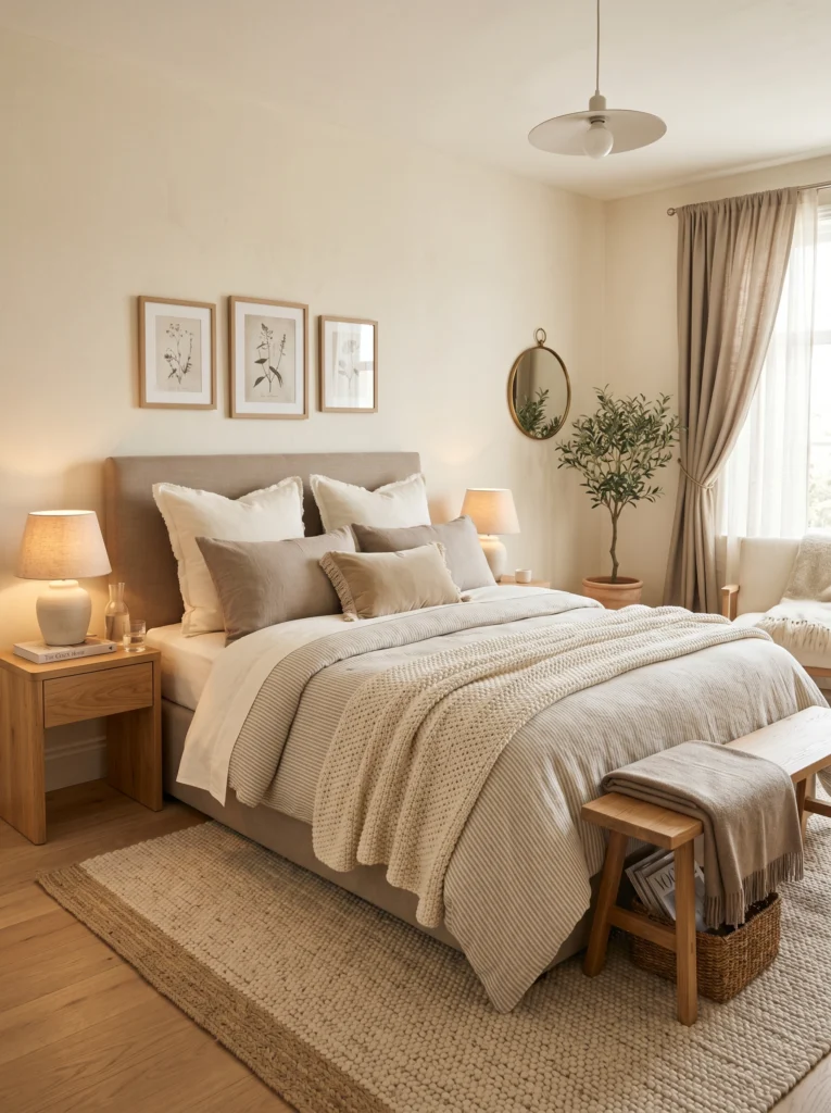 Cream & Taupe Soft Layered Bedroom
