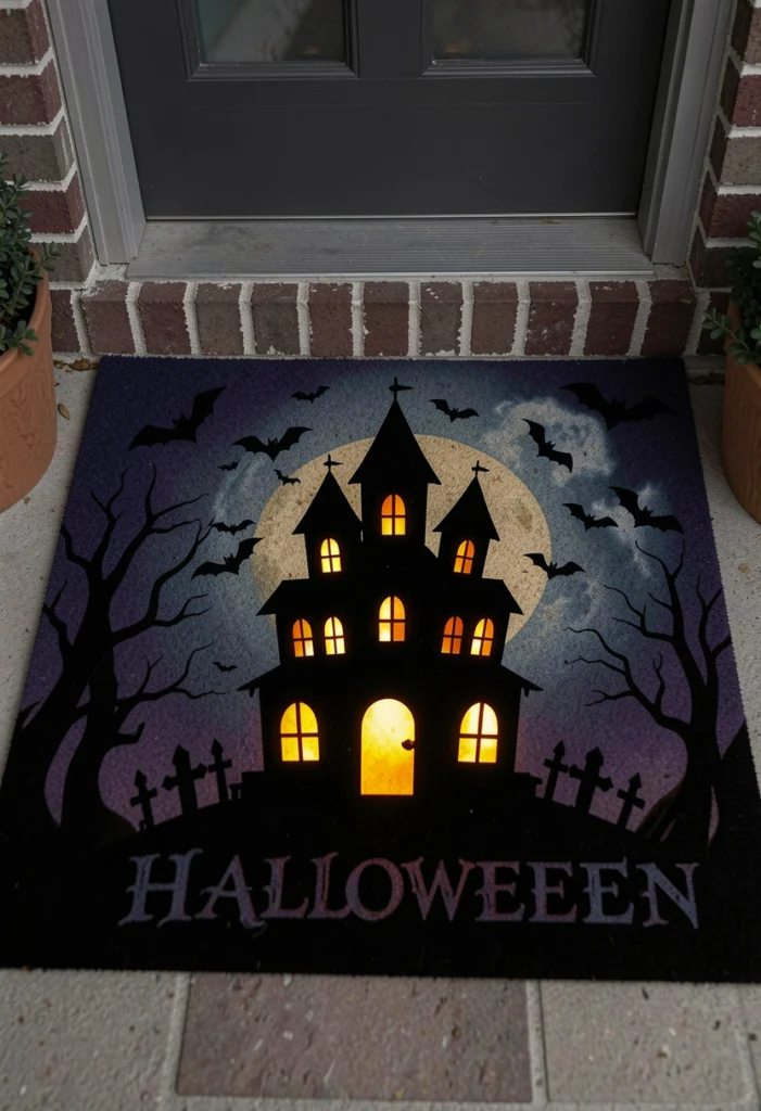 Haunted House Silhouette Mat