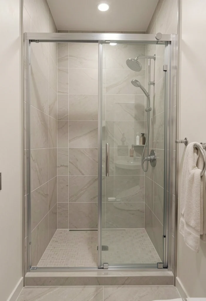Walk-In Shower with Sliding Glass Door