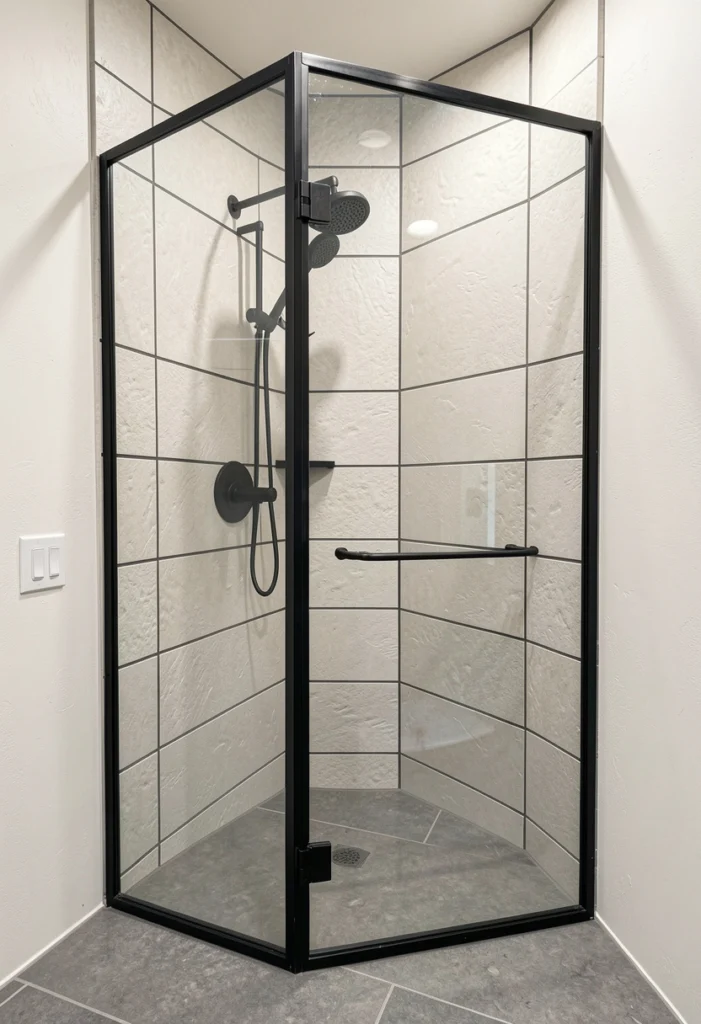 Black Frame Industrial Walk-In Shower
