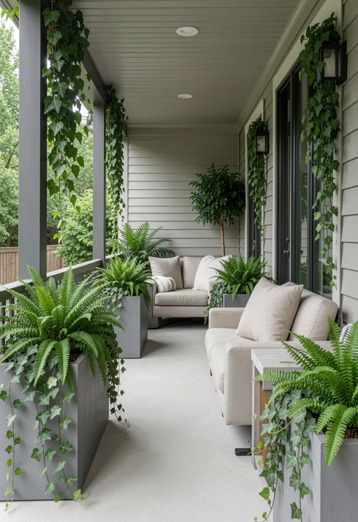 Greenery-Focused Modern Porch