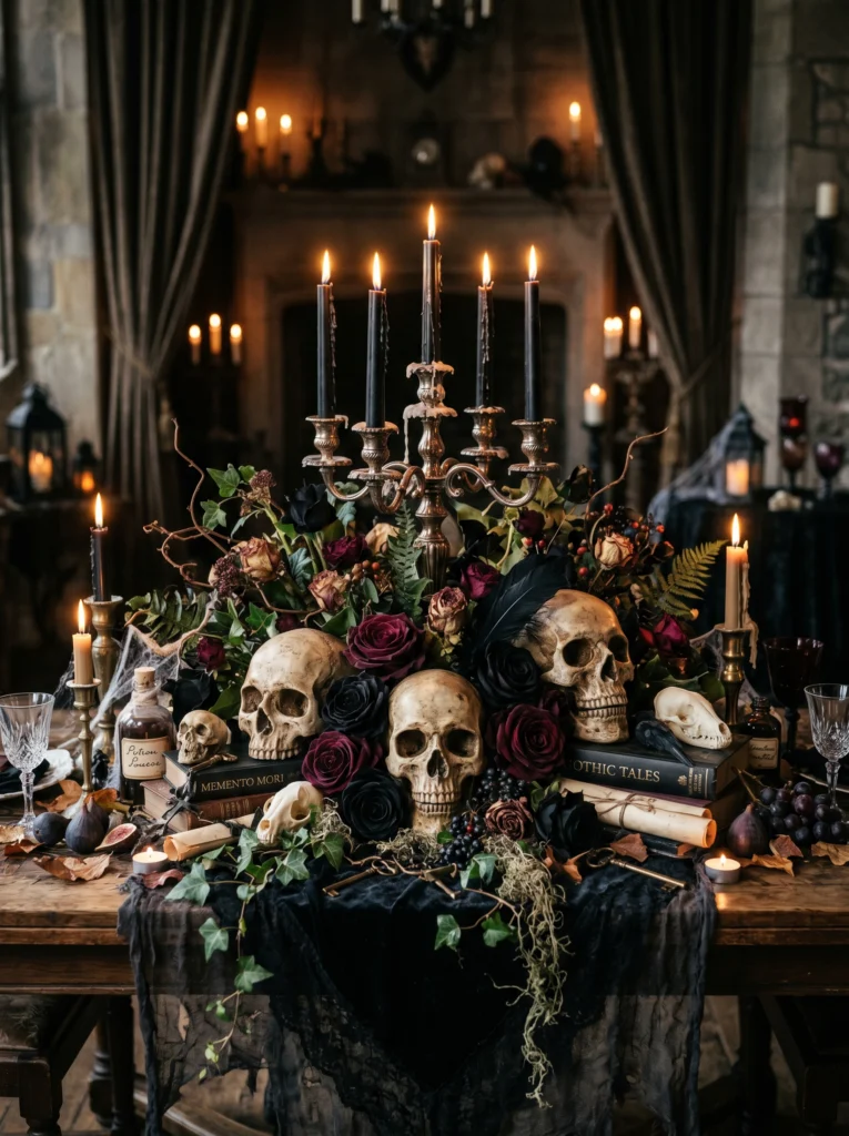 Skull and Roses Arrangement