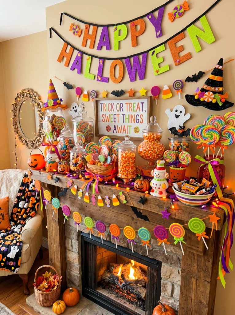 . Candy-Themed Fun Mantle