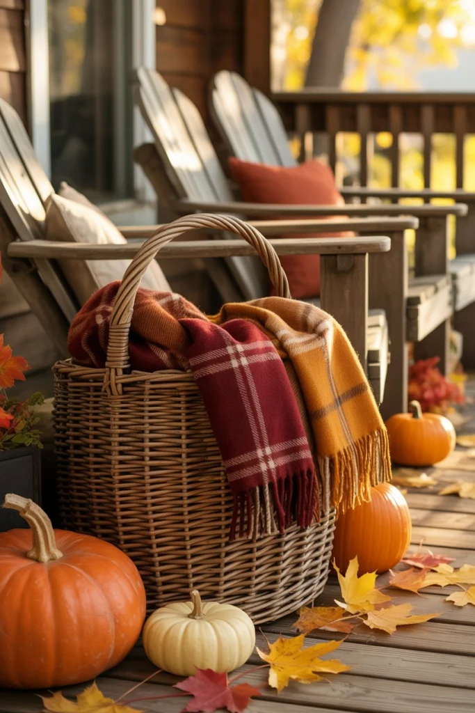 Cozy Blanket Basket for Porch Seatin