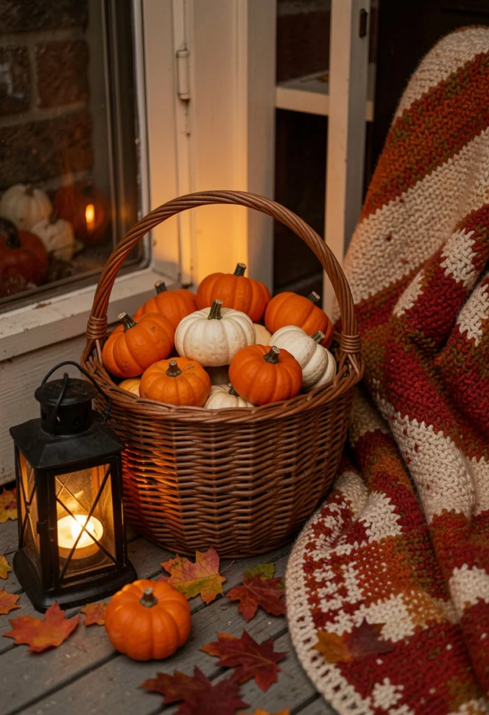 Mini Pumpkin Basket Display