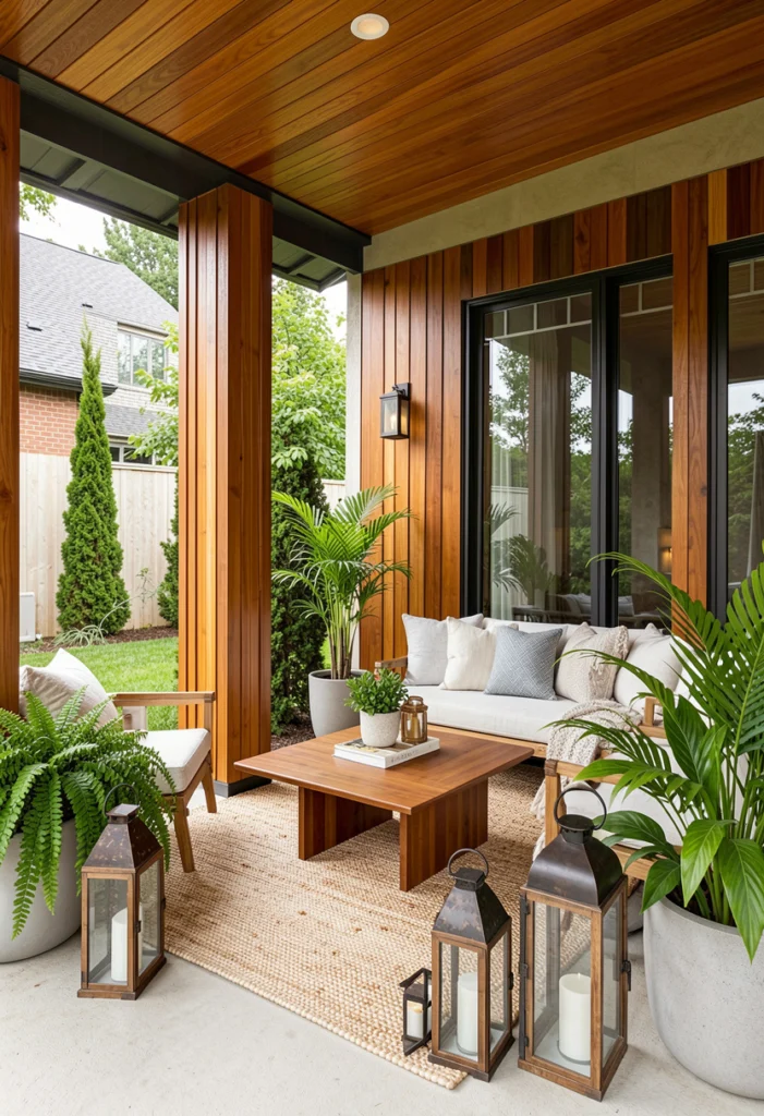 Warm Wood Accent Porch